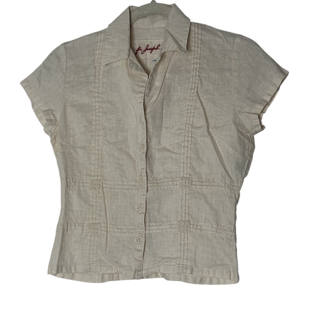 For Joseph Linen Shirt Women's Small 100% Linen Button Up Short Sleeve Casual